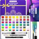 ARTISTRO Watercolor Paint Set, 48 Vivid Colors in Portable Box, Including Metallic and Fluorescent Colors. Perfect Travel Watercolor Set for Artists, Amateur Hobbyists and Painting Lovers (Premium Home) (Multicolor)