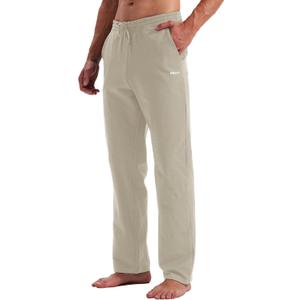 Willit Men's Cotton Yoga Sweatpants Athletic Pants Open Bottom Exercise Lounge Pants Loose Male Sweat Pants with Pockets (XX-Large, Khaki)