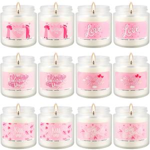Set of 12 Valentines Scented Candles -3.5oz Romantic Candle Gifts for Her,Wife, Girlfriend,Wedding Day,Anniversary, Long Lasting Soy Candles (White)