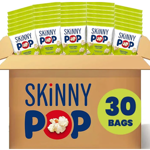 SkinnyPop Popcorn, Original, Whole Grain, Dairy-Free Snack, 0.65oz Bags (30ct) EXP. 01/31/2026