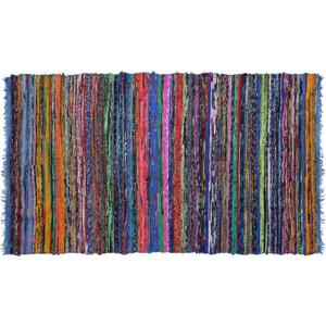 INDIAN ARTISTIC Multi Color Chindi Rag Rug 4X6 Hand Woven Rug & Reversible Rug |Recycled Cotton Chindi Rug for Living Room Kitchen | Rustic Rug | Cotton Rug | Runner Rugs (Blue Colour)