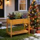 Premium Fir Wooden Raised Garden Bed with Four Legs for Backyard and Balcony Gardening,Suitable for Indoor and Outdoor use,Bottom with Storage Rack,35.04''13''29.92''