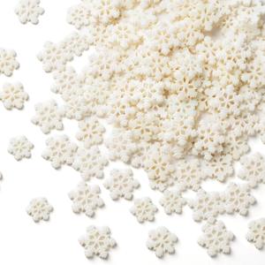 Crafare Mini Resin Flat Snowflakes Glitter for Craft Supply 2 Sizes Tiny White Glitter Snowflakes Christmas Ornament Embellishment Winter Party DIY Decorations