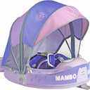 Mambobaby Float with Canopy Size Improved Non Inflatable Infant Baby Pool Float Smart Mambo Float Swim Trainer Add Tail Swim Float Mambo Float Solid Air Free Water Waist Swimming Ring