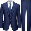 LUPURTY Suits for Men, 3 Piece Men's Suit Slim Fit, Solid Jacket Vest Pants with Tie, One Button Tuxedo Set,4XL