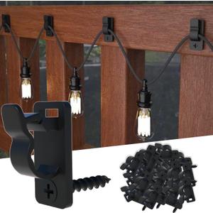 80Pack Outdoor String Light Clips Screw-in Hooks,Weatherproof Cable Hangers and Clips for Hanging Fairy Lights for Christmas, Festival,Patio, and Fence Decorations