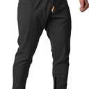 Men's Workout Pants with Zipper Pockets (Black, M)