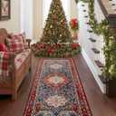 YJ.GWL Area Rug 2x7, Machine Washable Hallway Runner Rug, Boho Floral Vintage Distress Print Pattern Carpet, Low Pile Lightweight Thin Rugs for Entryway, Kitchen and Corridor, Red