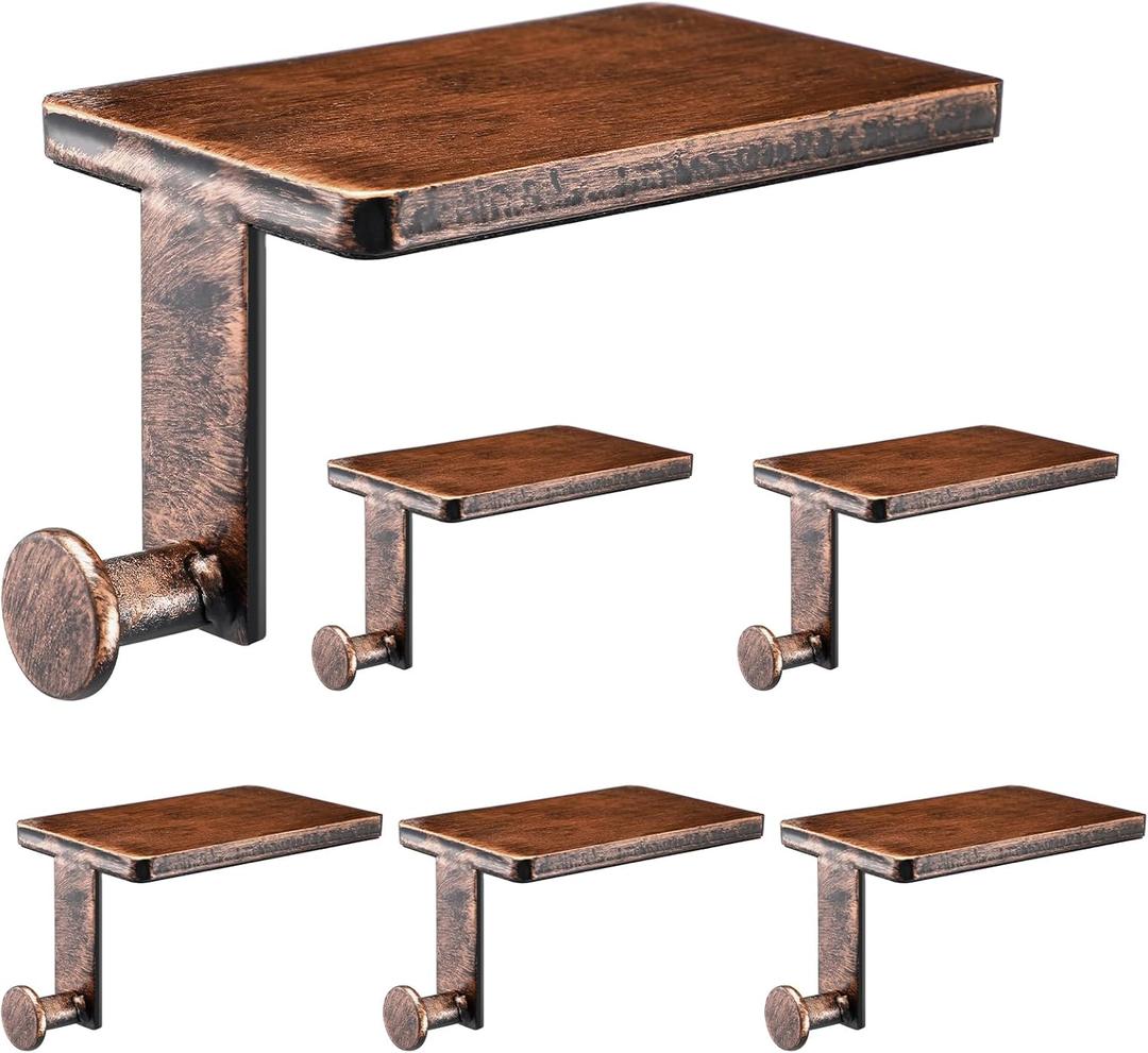 Landhoow 6 Pcs Christmas Stocking Holders Mantel Hangers Heavy Duty Xmas Hooks for Mantle Wrought Iron Stocking Holder with Protective Pad for Fireplace Home Shelf (Vintage Bronze)