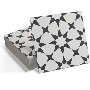 Peel and Stick Floor and Wall Tile for Bathroom Kitchen - SPC Vinyl Self Adhesive Flooring - 9x9In Marrakech Patterned Groutless Backsplash - 16 Tiles, 9.12 Sq Ft Marrakech