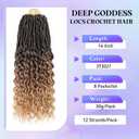 Goddess Locs Deep Wave Crochet Hair 8 Packs New Soft Faux Locs Crochet Braids Pre Looped Hair Extensions for Black Women(T1B/30/27 14 inch)