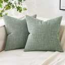 MIULEE Pack of 2 Decorative Linen Burlap Pillow Covers Farmhouse Boho Accent Pillowcases for Sofa Car Couch Bedroom Living Room Decor 20x20 Inch Sage Green