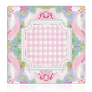 WHCHJ Pink Boho Floral Checkered Mahjong Mat 31.5 x31.5 , Abstract Watercolor Cottagecore Pastel Non-Slip Noise Reduction Mahjong Table Mat for American Mah Jong Poker Board Card Games Dominoes