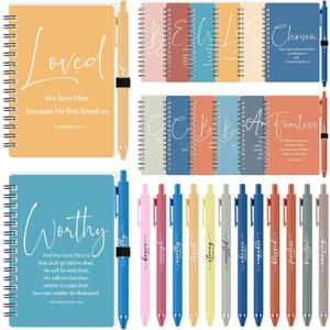 Kosiz 36 Sets Easter Christian Gifts Bulk Inspirational Prayer Journals with Pens A6 Spiral Bible Notebook Religious Gift for Mother Day Women Men Church Members Bible Study Groups (Bright Color)