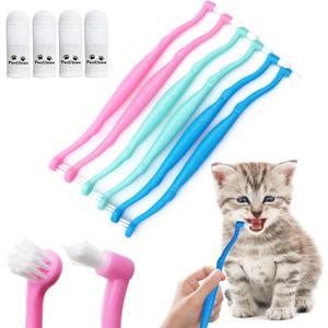 Dual Sided Cat Toothbrush Dog Toothbrush Finger Brush Micro Head, Suitable for Small to Large Dogs & Cats (White, Small) (1 Count (Pack of 10))