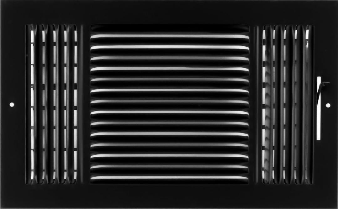 HVAC Premium 14"w X 8"h 3-Way AIR Supply Grille - Vent Cover & Diffuser - Flat Stamped Face - Black [Outer Dimensions: 15.75"w X 9.75"h]