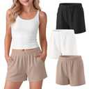 Langyiwee 3 Pack Girls Shorts, 3-Color, 11-12 Years (White)
