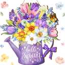 Juexica Hello Spring Door Sign for Front Porch - Flower Hanger Wreaths, Wooden Hanging Decor, Rustic Welcome Sign for Wall Pediments Decorations, Fresh Flower