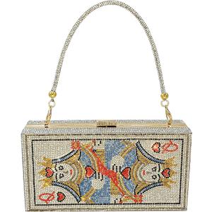 pearl&she Diamond Women Evening Handbags Purse Minaudiere Clutch Bag,Stack of Cash Dollars Crystal Clutch Purses (Sliver Poker)