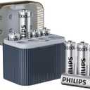 Philips Rechargeable Lithium AA Batteries with Fast Charger 8 Pack 1.5V 3000mWh High Capacity AA Batteries Constant Output Li-ion Double a Batteries Cycle Times up to 1200x