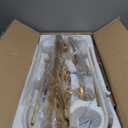 42 Boho Chandelier Brass and White Hand Woven Rattan Pendant Light Linear Large Island Light for Dining Room Kitchen Island Living Room, UL Listed