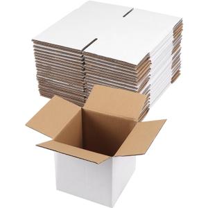 Hoikwo 5x5x5 Shipping Boxes Set of 25, White Corrugated Cardboard Box for Small Business for Packaging Mailing