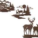 BVLFOOK Cabin Deer Metal Wall Art Decor, 3 Pack Mountain Hunting Decor Decoration Hanging for Indoor Outdoor Living Room Bedreom Bathroom Kitchen Lodge Rustic Style (Robin)
