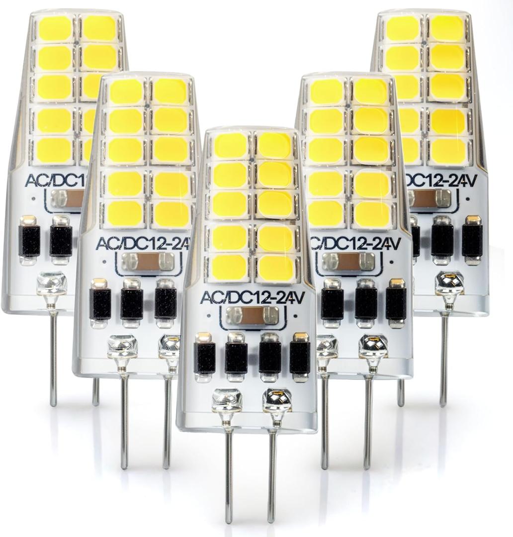 G4 LED Bulb 12V 2W Equivalent 30W 3000K Warm White 250 Lumens 360Beam Angle G4 Bulb Bi Pin LED Light Bulbs for Low Voltage Landscape Lighting Chandelier Light Bulbs Replacement (5)