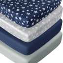 Crib Sheets for Boys or Girls 4 Pack, Fitted Crib Sheet for Standard Size Crib and Toddler Mattresses, Soft and Breathable Material, Navy