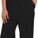 Darong Women's 2 Piece Outfits Lounge Sets Ruched Short Sleeve Tops High Waisted Wide Leg Pants Tracksuit Sets (Small, Black29" Inseam)