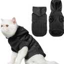 PUPTECK Winter Dog Cat Sweater Coat - Soft Cold Weather Clothes Knitwear for Kitties & Small Dogs Indoor Outdoor Walking Warm, Knitted Classic for Doggies Kitties Girls Boys, Black S (S: Chest 12in, Back 11.5in)