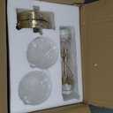 BYOLIIMA Gold Wall Sconce Set of 2 with White Cylinder Glass Shades Modern Mid Century Bathroom Vanity Wall Light Fixtures Industrial Brushed Brass Wall Lamp for Bedroom Mirror Living Room Restaurant