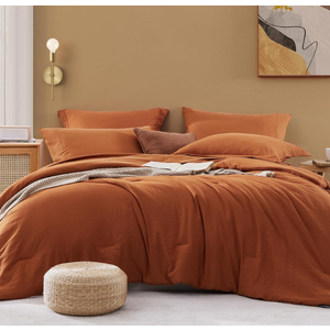 WRENSONGE King Size Comforter Set 7 Pieces Soft Burnt Orange Bed in a Bag King with Fitted Sheet, Flat Sheet 2 Pillow Shams, and 2 Pillowcases Warm Bedding Set for All Seasonб Burnt Orange