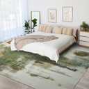 Kelarea Living Room Rug, 8x10 Rug Modern Abstract Washable Rugs Green Faux Wool Vintage Carpet, Non Slip Large Rugs for Bedroom, Dining Room, College Dorm, Home Office