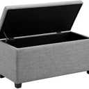 Amazon Basics Upholstered Rectangular Storage Ottoman and Entryway Bench, Polyester, Light Gray, 35.5"W x 16.5"D x 17"H
