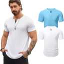Mancozy Mens V-Neck T Shirts Casual Fashion Longline Shirt Tee for Men (White, XL)
