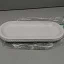 Dwellington Wooden Farmhouse Decorative Tray, 12in Rustic Beaded Tray for Living Room Decor, Kitchen Table Décor, Oval Coffee Table Serving Tray (White)