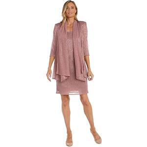 R&M Richards Womens 2PC Metallic Dress with Jacket 22W