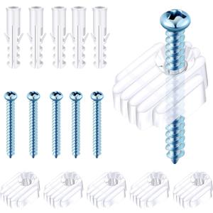 Blulu 20 Pack Mirror Holder Clips for 6 mm in (6/25) Glass Mirror Hanging Kit for Wall Mounting Hanging Retainer Fasteners with Screw and Anchors for Fixing Cabinet Door(Basic Style)