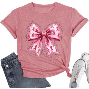Cancer Survivor Shirt,Breast Cancer Awareness Shirts, Pink Butterfly Tee, Pink Ribbon T Shirt (Pink, L)