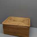 FIYAMMY Rattan Basket With Lid, Large Lidded Basket For Storage(15.3" L11.4"W9.5"H)