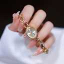 Gold Dainty Colorful Crystal Bracelet Watch for Women Waterproof Quartz Wristwatch Vintage Small Oval Dial Dress Watches