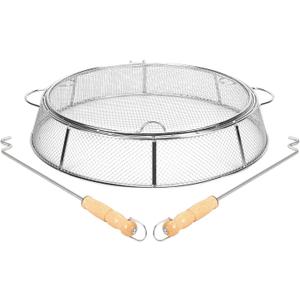 Fire Pit Spark Protector Screen, Mesh Protective Spark Screen for Solo Stove Bonfire Shield, Portable Outdoor Fire Pit Accessories for Backyard and Outdoor Fire Pits Hot Embers, Stainless Steel
