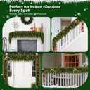2PCS 9FT Christmas Cedar Garland with 100 Led Lights, Full 240 Pine Branches, Realistic Garland Artificial Greenery for Fireplace,Wall Indoor Outdoor Decorations