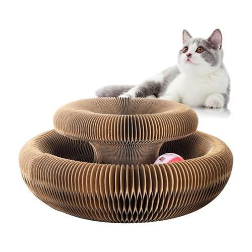 Kitty Kurlz Magic Organ Cat Scratcher Toys for Indoor, 1 Pack Twisty Paws Kitten Toy Cardboard Scratching Pads for Claw Grinding Interactive Mental Physical Exercise