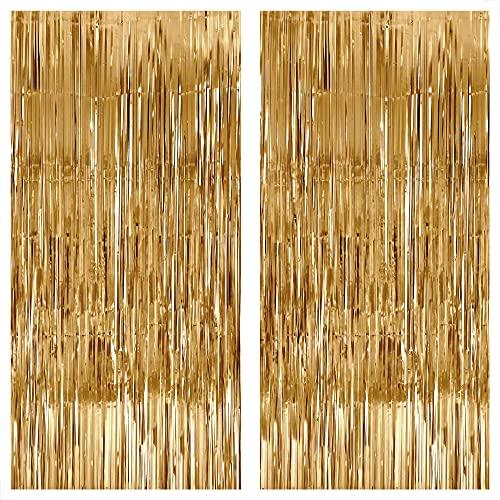 Katchon, Champagne Gold Backdrop Curtain - Pack of 2 | Gold Streamers for Christmas Decorations Indoor, Bridal Shower, Bachelorette Party Decor | Shimmer Curtains for New Years Decorations 2026