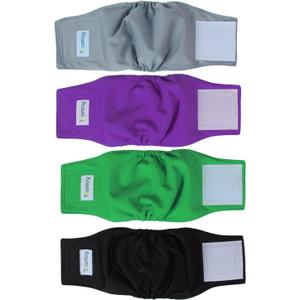 Teamoy Male Dog Belly Bands Washable 4-Pack, Reusable Dog Diapers Wraps for Incontinence & Marking (XS, 7"-9" Waist)