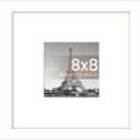 upsimples 8x8 Picture Frame, Display Pictures 4x4 with Mat or 8 x 8 Without, Wall Hanging Photo Frames, White, Pack of 1