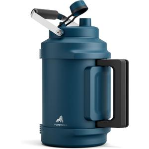 Gallon Water Jug for Outdoors: 2-in-1 Straw Spout Lid, Dual Handle, Leakproof, Keep Cold 48H, 128 oz Insulated Water Bottle for Men, Travel, Gym, Trip, Workout, Camping, Hydration, Fitness (Deepsea)