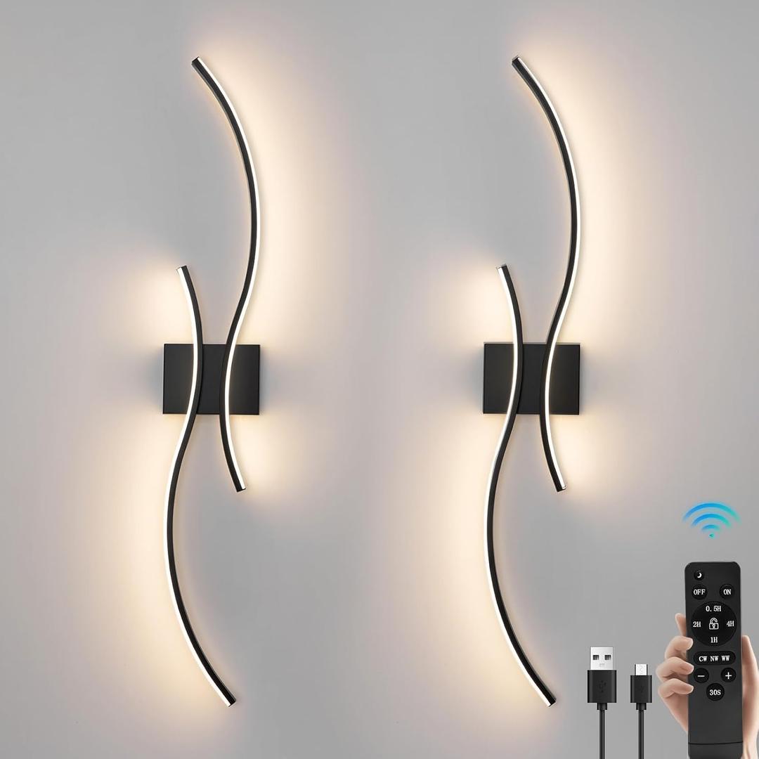 Battery Operated Wall Sconces Set of 2,15000mAh Rechargeable Wall Lights, 31.5 in